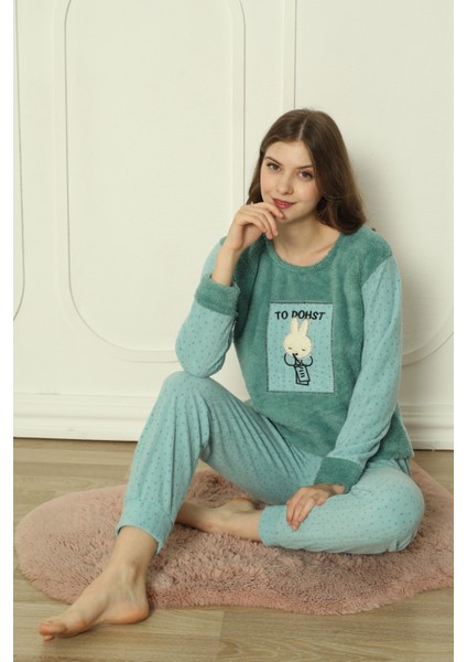 Fwn 3300 Peluş Welsoft Polar Kışlık Sevimli Tavşanlı Kadın Pijama Takımı fiyatları