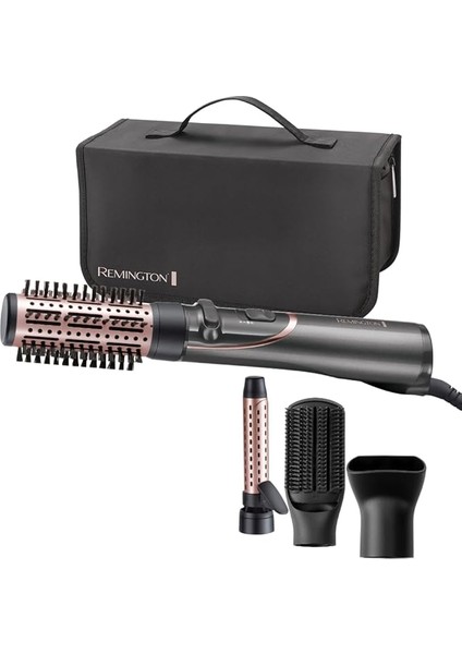 Döner Sıcak Hava Fırçası (Otomatik) Curl &amp; Straight 3'ü 1 Arada Iyon Şekillendirici: Hacim, Bukleler ve Pürüzsüz Stiller, 4 Ataşman (Hacim Şekillendirici, Saç Maşası, Şekillendirme Yoğunlaştırıcı, Kürek Fırçası) AS8606