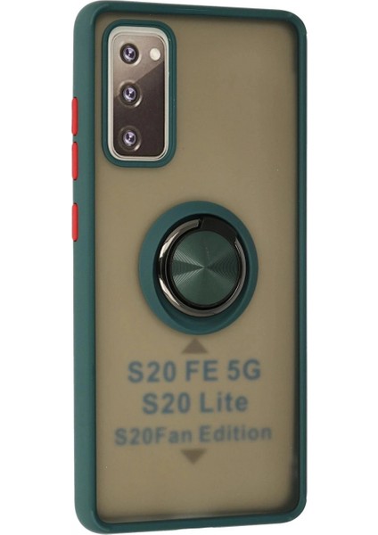 Samsung Galaxy S20 Fe Kılıf Montreal Yüzüklü Silikon Kapak - Yeşil fiyatları