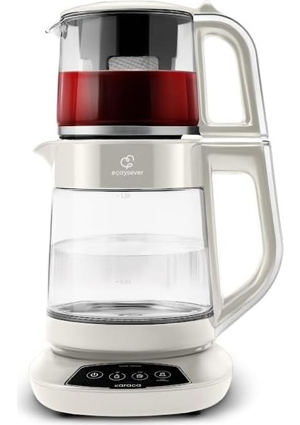 Çaysever 3 In 1 Konuşan Cam Çay Makinesi Su Isıtıcı ve Mama Suyu Hazırlama 1700W Starlight