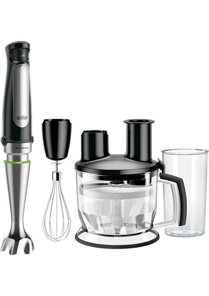 Multiquick 7 Mq 7075X El Blenderi, Activeblade Teknolojisine Sahip Çıkarılabilir Paslanmaz Çelik Blender Ayağına Sahip El Blenderi, 3 Parçalı Aksesuar Seti Dahil, 1000 Watt, Siyah