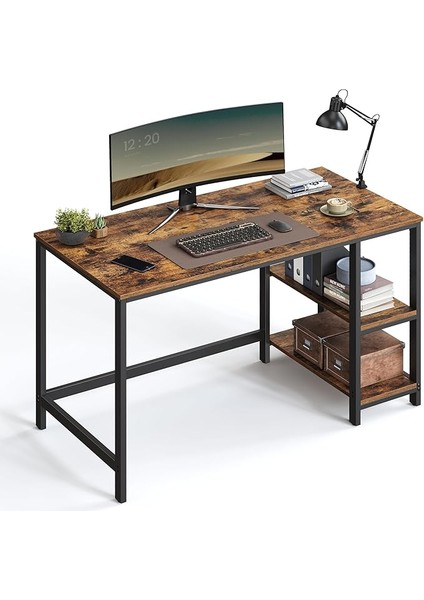 Masa, Bilgisayar Masası, Pc Masası, Ofis Masası, Ofis, Oturma Odası, Çelik Çerçeve, Endüstriyel Tasarım, Vintage Kahverengi - Siyah LWD47X
