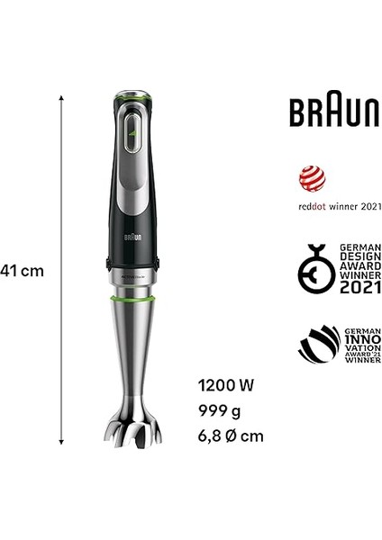 Multiquick 9 Mq 9187XLI El Mikseri – Active Powerdrive Teknolojili Püre Çubuğu ve Parçalama, Damgalama, Karıştırma ve Buz Kırma, 1200 Watt, Siyah/paslanmaz Çelik modelleri