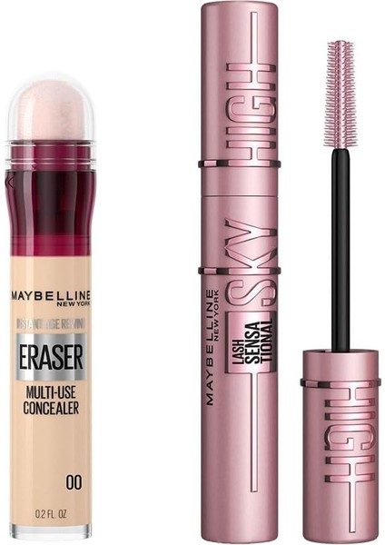 New York Instant Anti Age Eraser Kapatıcı - 00 Ivory &amp; Lash Sensational Sky High Maskara Makyaj Seti