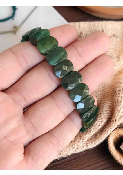 Zümrüt Doğal Taş Bileklik Faset Kesim Orijinal Hakiki Doğal Taş Bileklik