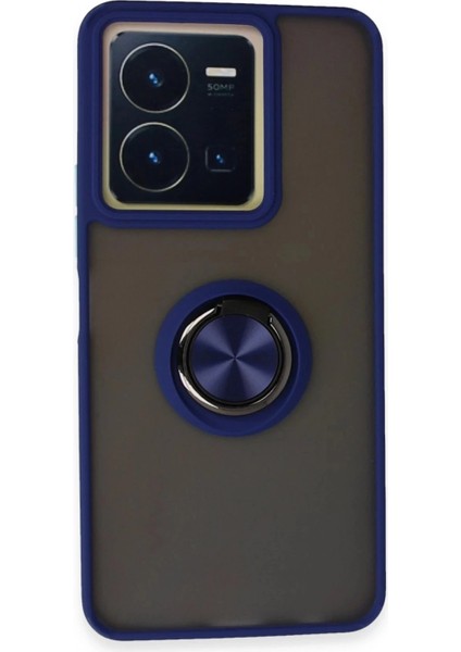 Vivo Y36 Kılıf Montreal Yüzüklü Silikon Kapak - Lacivert