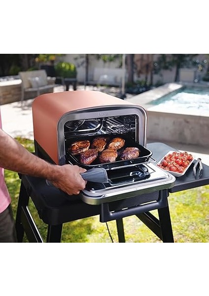 Woodfire Elektrikli Outdoor Fırın, Artisan Pizza Maker ve Bbq Smoker, 8in1 Arada, Pizza, Kızartma, Gurme Kızartma, Üst Isıtma, Fırınlama, Dehidrate ve Warm Keep Fonksiyonları, Tütsüleme, 1700W modelleri