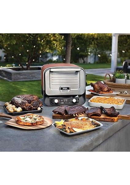 Woodfire Elektrikli Outdoor Fırın, Artisan Pizza Maker ve Bbq Smoker, 8in1 Arada, Pizza, Kızartma, Gurme Kızartma, Üst Isıtma, Fırınlama, Dehidrate ve Warm Keep Fonksiyonları, Tütsüleme, 1700W indirimleri
