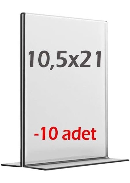 cm T Tipi Dikey Şeffaf Föylük (10 Adet) Menü Broşür Etiket Fotoğraflık Masaüstü Stand Sehpa Sunum