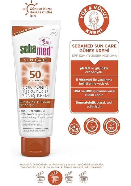 Sun Care Uva/uvb Filtresi ve E Vitamini Üçlü Yüksek Koruma Çok Yönlü Güneş Kremi 50 Spf 75 ml modelleri