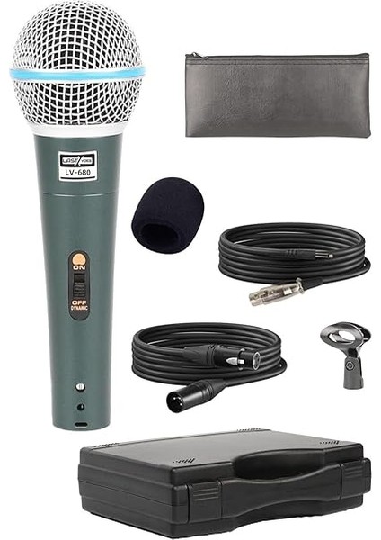 LV-680 Profesyonel Dinamik El Mikrofonu (Çift Kablo Sünger Çanta Tutacak) modelleri