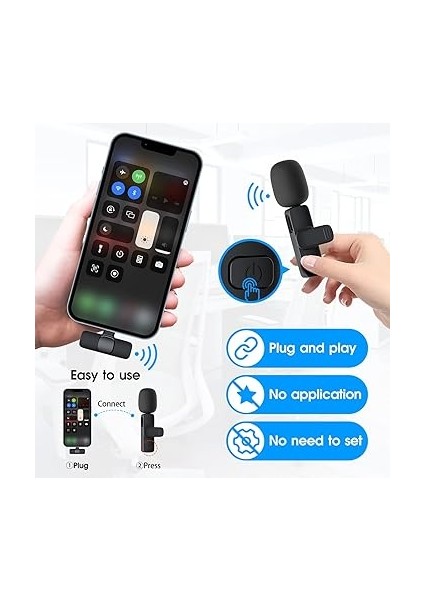 Profesyonel Kablosuz Yaka Mikrofonu iPhone Ipad, Plug-Play 2.4g Ultra Düşük Gecikme-Dahili Gürültü Azaltma Çip Yaka Mikrofon Röportaj, Podcast, Vlog, Youtube fiyatları