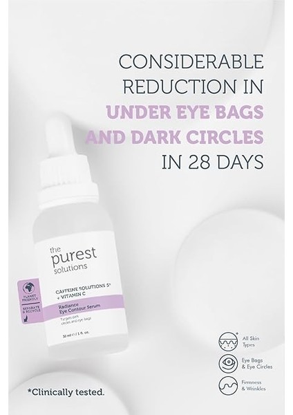 Purest Solutions, Torbalanma ve Morluk Karşıtı, Aydınlatıcı Kafein Göz Altı Serumu 30 ml (Caffeine 5% + Vitamin C) modelleri