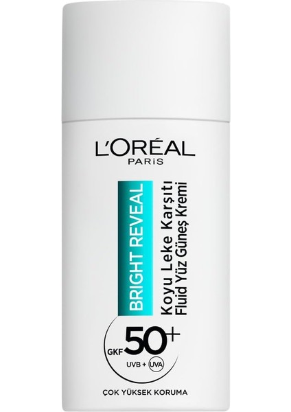 Parıs Bright Reveal SPF50, Koyu Leke Karşıtı Fluid Günlük Yüz Güneş Kremi 50ML