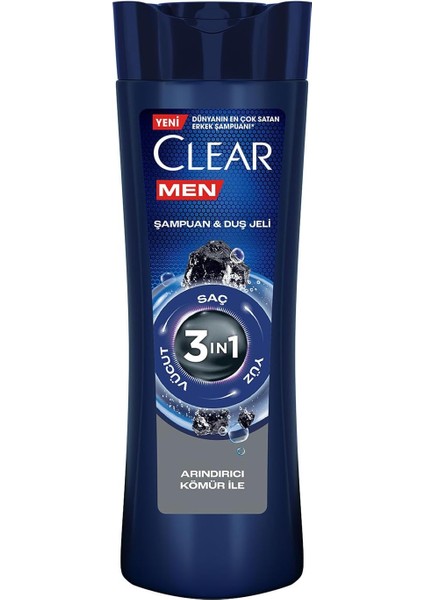 Men 3 In 1 Şampuan &amp; Duş Jeli Arındırıcı Kömür Saç Yüz Vücut Için