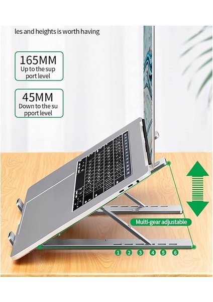 Notebook Standı 2in1 Katlanabilir Taşınabilir Folding Alüminyum Dizüstü Bilgisayar Standı Telefon Standlı 13 Kademeli fırsatları
