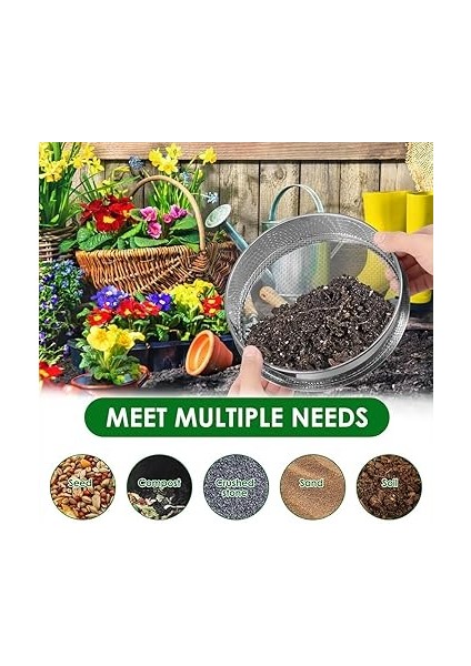 3 Adet Kompost Eleği Bahçe Bilmecesi Paslanmaz Çelik Toprak Eleği Seti Bahçe Bilmecesi Toprak ve Taşlar Için Bahçe Eleği Toprak Için fiyatları