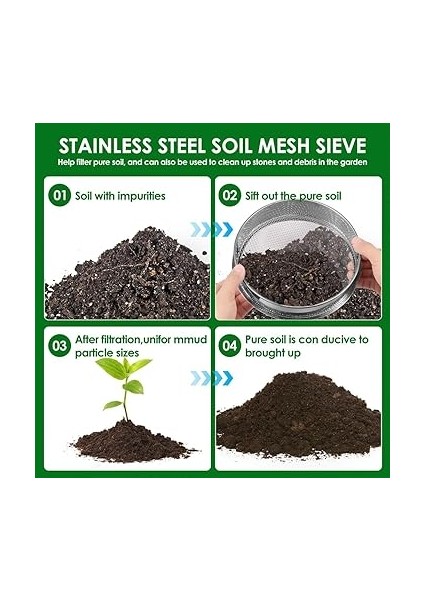 3 Adet Kompost Eleği Bahçe Bilmecesi Paslanmaz Çelik Toprak Eleği Seti Bahçe Bilmecesi Toprak ve Taşlar Için Bahçe Eleği Toprak Için modelleri