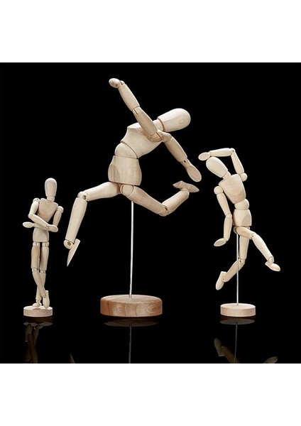 Ahşaptan Oyuncak Bebek, Çizim, El Işi, Hareketli Model Bebek, Sanatçı, Ayaklı, 32,5 cm Yüksekliğinde, Doğal modelleri