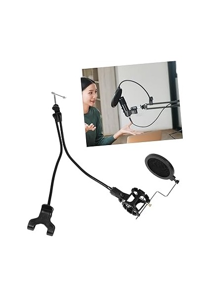 Canlı Yayın Podcast Kayıt Için Telefon Tutucu Filtreli Esnek Mikrofon Standı 360 Derece Dönüş Sağlam Masaüstü Tabanı Evrensel Telefon Uyumluluğu indirimleri
