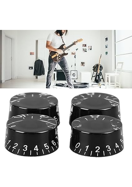 Gitar Kontrolü Düğmesi Hacim Tonu Gitar Kontrolü Üstü Için Açık Plastik Set Enstrüman Aksesuar (Siyah) modelleri