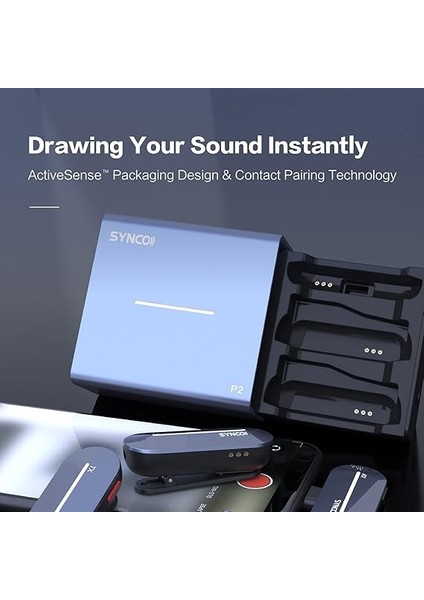 P2L Lavalier Mikrofon 2,4 G Kablosuz Mikrofon Sistemi 2 * Vericili + 1 * Mini Aydınlatma Alıcısı + 1 * Kablosuz Şarj Kutusu 150 M Menzilli Dahili Batarya iPhone iPad Için (Taş Mavisi) indirimleri