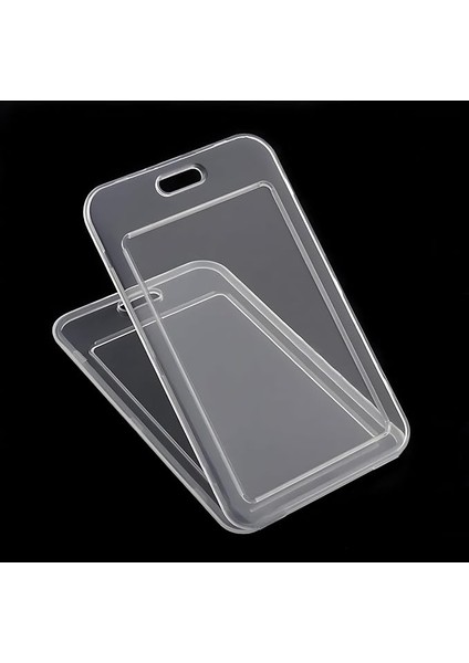 Premium Kart Kılıfı Şeffaf Dikey Yaka Kartı Kart Koruyucu