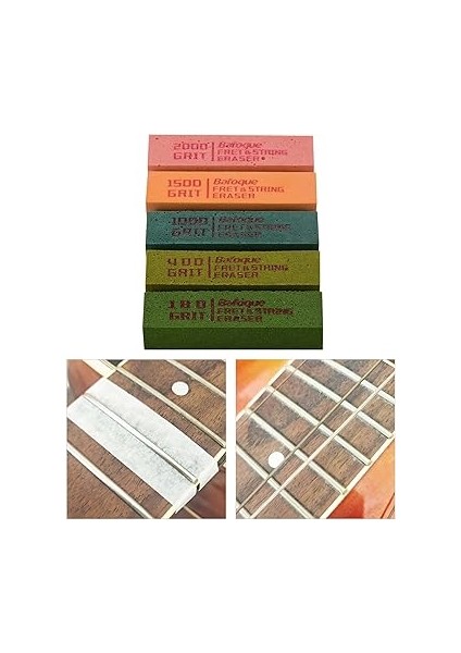 Gitar Fret Parlatma Silgiler Aşındırıcı Kauçuk Blokları ile 180 Grit &amp; 400 Grit &amp; 1000 Grit &amp; 1500 Grit &amp; 2000 Grit Için Gitar Fret Strings Parlatma Bakımı modelleri