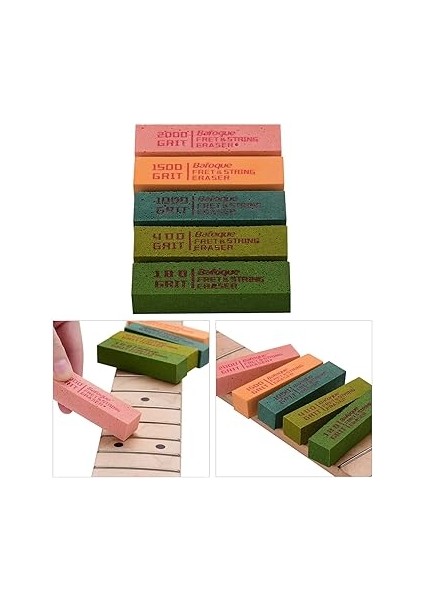 Gitar Fret Parlatma Silgiler Aşındırıcı Kauçuk Blokları ile 180 Grit &amp; 400 Grit &amp; 1000 Grit &amp; 1500 Grit &amp; 2000 Grit Için Gitar Fret Strings Parlatma Bakımı indirimleri