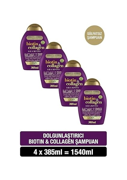 Dolgunlaştırıcı Biotin &amp; Kolajen Şampuan (4 x 385 Ml) fiyatları