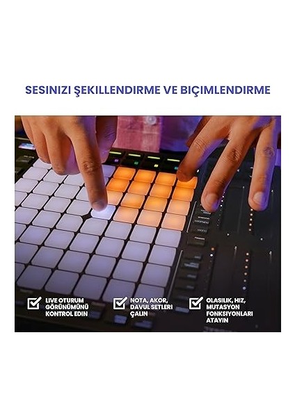 Professional APC64 Ableton Mıdı Kontrol Cihazı, 8 Dokunmatik Şerit, Adım Sıralayıcı, 64 Rgb Hıza Duyarlı Pedler, Cv Kapıları, Mıdı Giriş ve Çıkış, Usb-C fırsatları