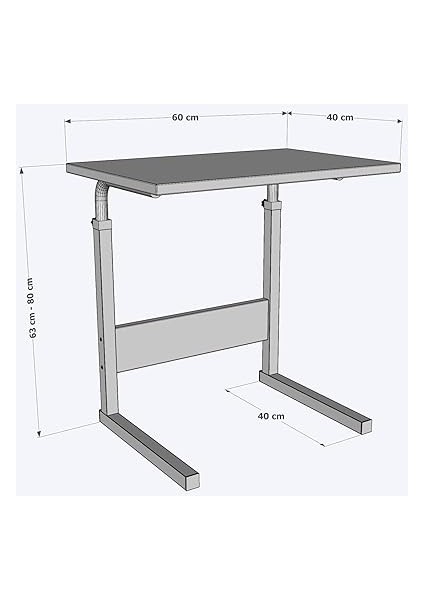Yükseklik Ayarlı Çalışma Masası, Hasta Yemek Masası, Laptop Sehpası, 60X40 fiyatları