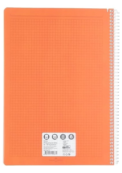 Spiralli Defter, A4, 100 Yaprak, 70G Kağıt, Kareli, 500 Mikron Pp Kapak, Pet Spiralli, Dayanıklı ve Çevre Dostu, Asorti Renkler fiyatları