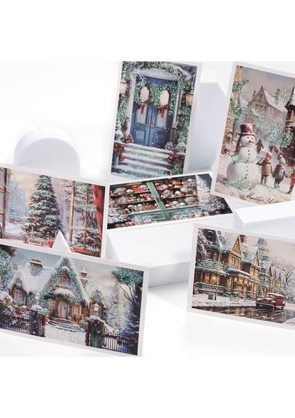 Simli Kartpostal, Yılbaşı, Kış Sokakları Set (6 Adet)