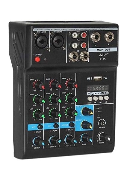 Profesyonel 4 Kanallı Bluetooth Mikser Ses Mikseri Dj Konsolu Yankı Etkisi ile Evde Karaoke USB Live Stage Ktv