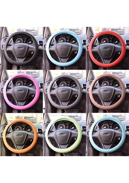 Araba Renkli Direksiyon Silikon Kılıfı Kaydırmaz Siyah