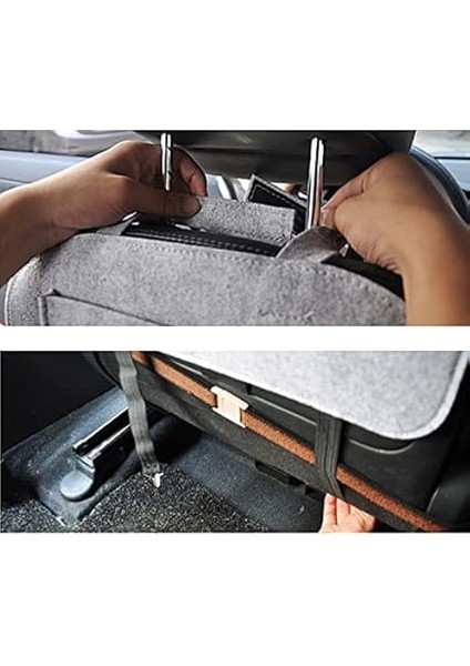 Araba Araç Oto Koltuk Arkası Keçe Organizer Koruyucu Koltuk Arkası Eşya Düzenleyici Ceplik Çanta Örtü Gri modelleri