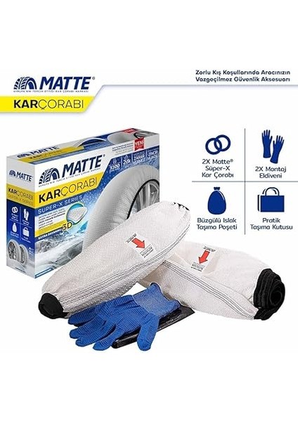 Lastik Kar Çorabı Kar Zinciri Muadili Yüksek Kalite Tekstil Kar Zinciri Superx Series (X-Large) modelleri