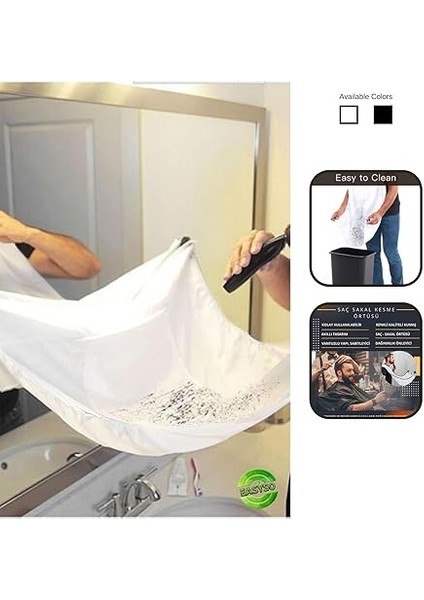 Mega Pratik Sakal Kesme Örtüsü, Beyaz Saç Kesme Önlüğü Bıyık Sakal Önlüğü Kedi Köpek Tüy Toplayıcı Tela Kumaş Kuaför Berber Önlüğü fırsatları