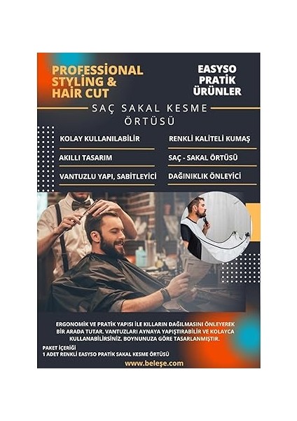 Mega Pratik Sakal Kesme Örtüsü, Beyaz Saç Kesme Önlüğü Bıyık Sakal Önlüğü Kedi Köpek Tüy Toplayıcı Tela Kumaş Kuaför Berber Önlüğü indirimleri