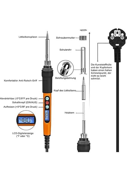 Havya Seti, 100 W LED Havya, Sıcaklık Ayarlanabilir, 180℃-500℃, 10G Lehim Teli, 5 Lehim Ucu, Havya Standı, Açma/kapama Şalteri, Kaynak Onarımı Için Lehim Seti, 14 Adet fiyatları