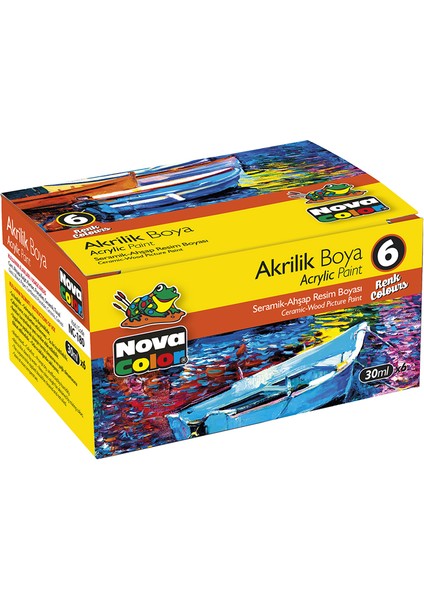 Nova Color 6 Renk Akrilik Boya Şişe NC-180