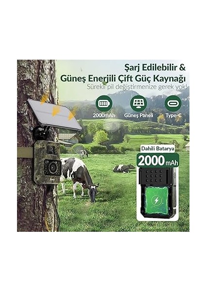 850WS Güneş Enerjili Fotokapan 48MP Full Hd Wifi Hareket Sensörlü Gece Görüşlü IP66 Su Geçirmez fiyatları