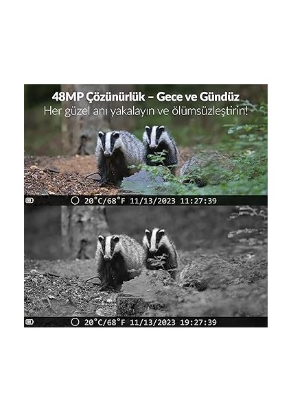 850WS Güneş Enerjili Fotokapan 48MP Full Hd Wifi Hareket Sensörlü Gece Görüşlü IP66 Su Geçirmez fırsatları