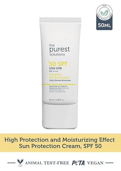 Purest Solutions, Yüksek Koruma ve Nemlendirici Etkili Güneş Koruyucu Krem Spf 50, 50 ml fiyatları