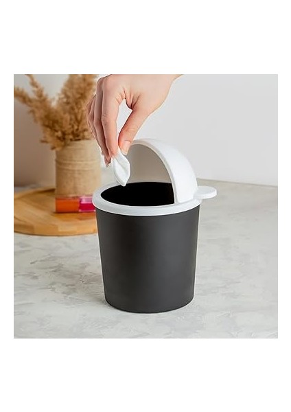 L-00586 Hippo Minik Ayıcık Görünümlü Masaüstü Çöp Kovası - Çöp Kutusu Siyah Beyaz 2 L modelleri