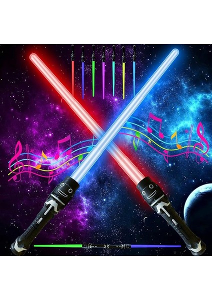 2 Adet Lazer Kılıcı, Çocuk, Düello Işın Kılıcı, 2'si 1 Arada Işın Kılıcı, Star Wars Işın Kılıcı, Çift Bıçaklı Lazer Kılıcı, Işıklı ve Sesli Işın Kılıcı, Çocuklar Için Kostümlü Oyun, Hediye