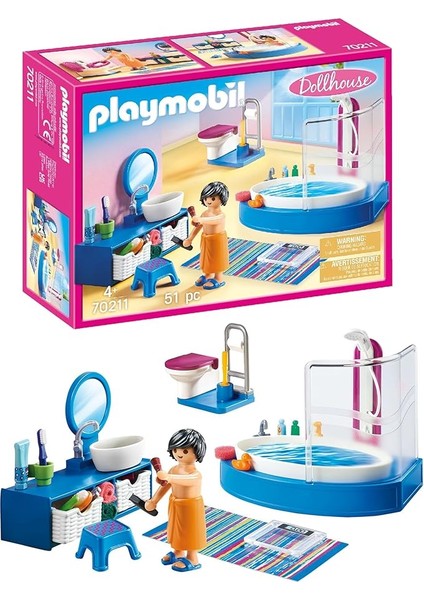 70211 Oyuncak Bebek Evi Mobilyalı Banyo, Eğlenceli Yaratıcı Rol Yapma, Oyun Seti 4 Yaş ve Üzeri Çocuklar Için Uygundur