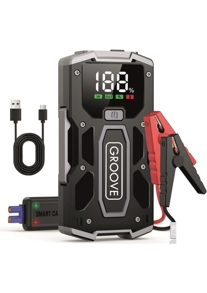 M01 15800MAH 2000A Akü Takviye Cihazı Taşınabilir Jump Starter (Powerbank+Led Lamba+Lcd Ekran)