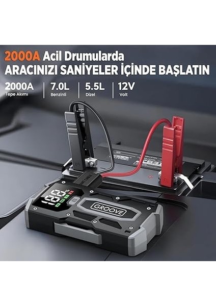 M01 15800MAH 2000A Akü Takviye Cihazı Taşınabilir Jump Starter (Powerbank+Led Lamba+Lcd Ekran) modelleri